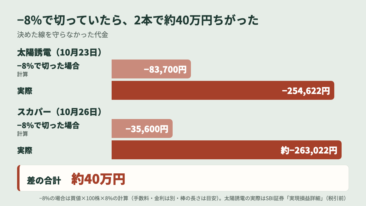 −8%で損切りしていた場合との比較