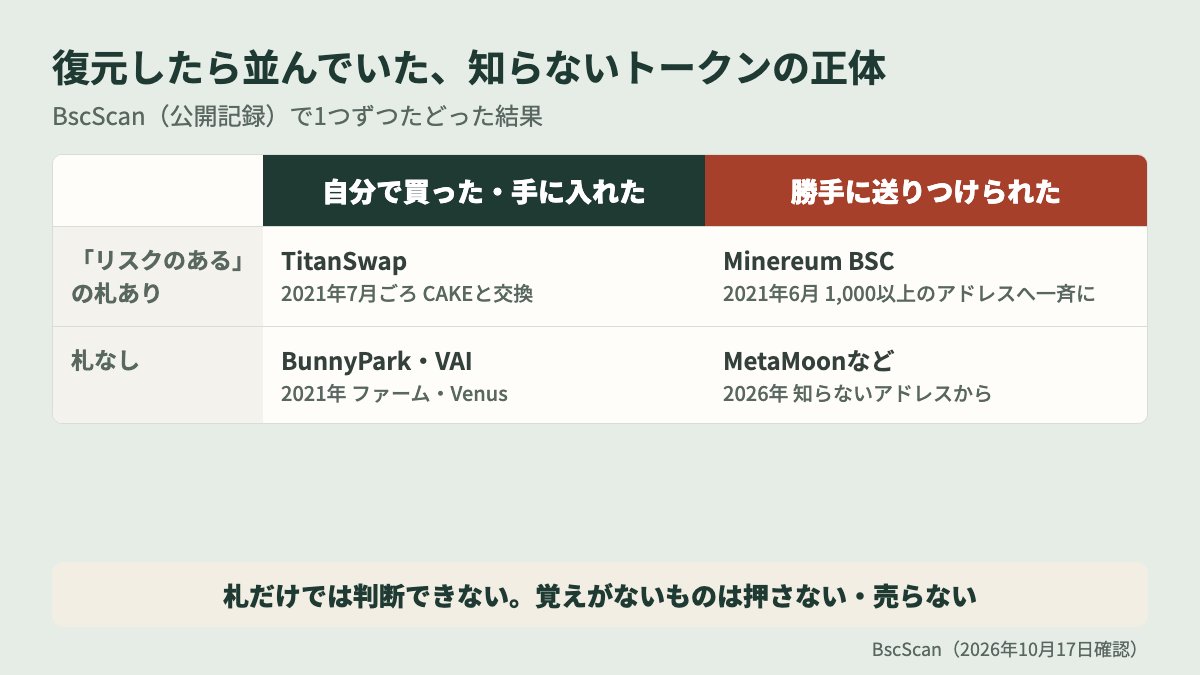 メタマスクの知らないトークンの正体 リスクのある札