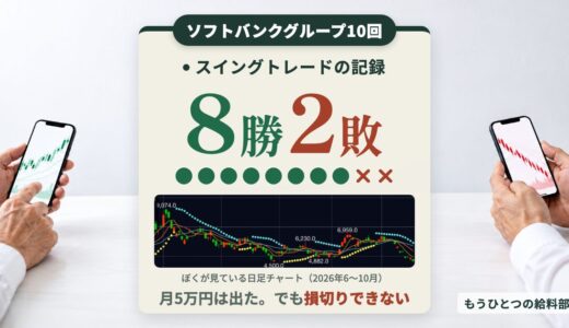 スイングトレードで月5万円。ソフトバンクグループ10回の勝率と損切りできない癖