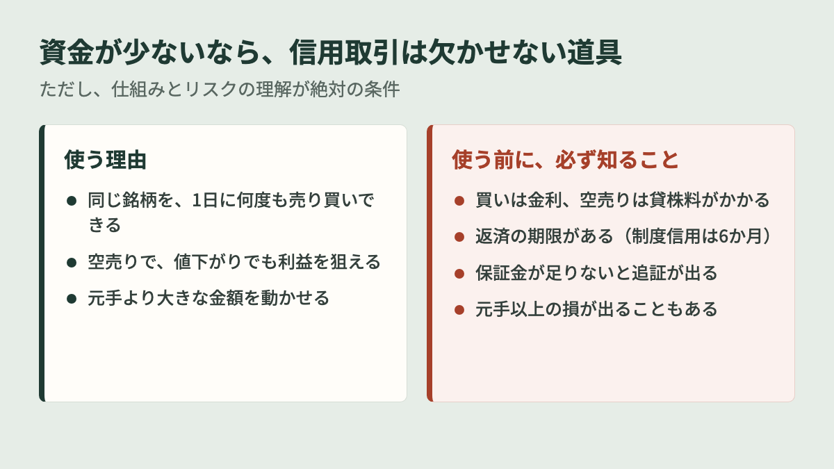 信用取引を使う理由3つと、使う前に必ず知ること4つ