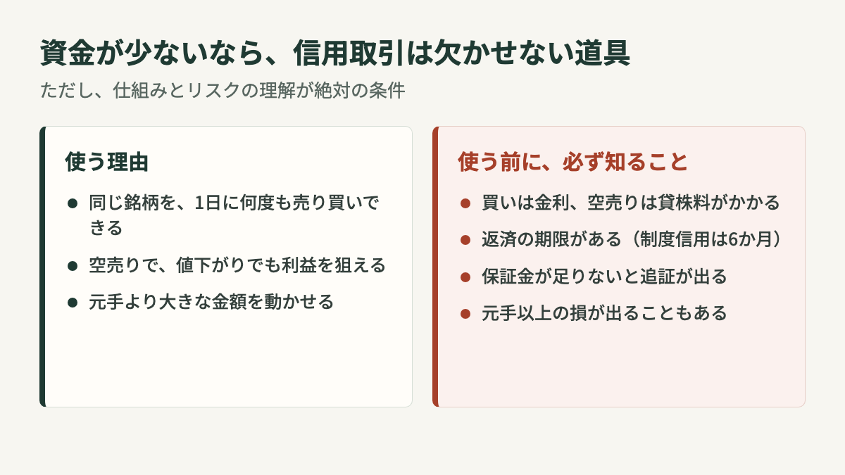 信用取引を使う理由3つと、使う前に必ず知ること4つ